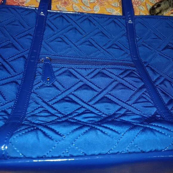 Vera Bradley Microfiber Purse Cobalt Blue Tote - Picture 9 of 10